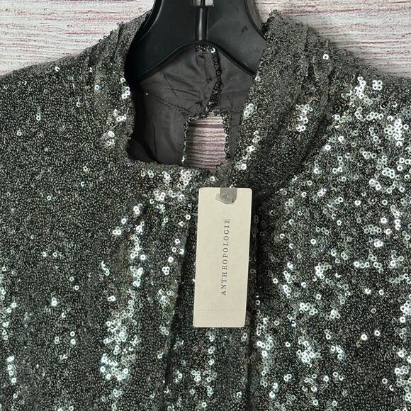 Anthropologie Sunday in Brooklyn Luna Silver Sequined Top Size Medium New - Picture 13 of 13